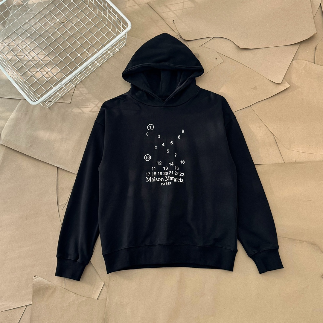 Maison Margiela MM6 Number Print Heavyweight Fleece Hoodie - Unisex
