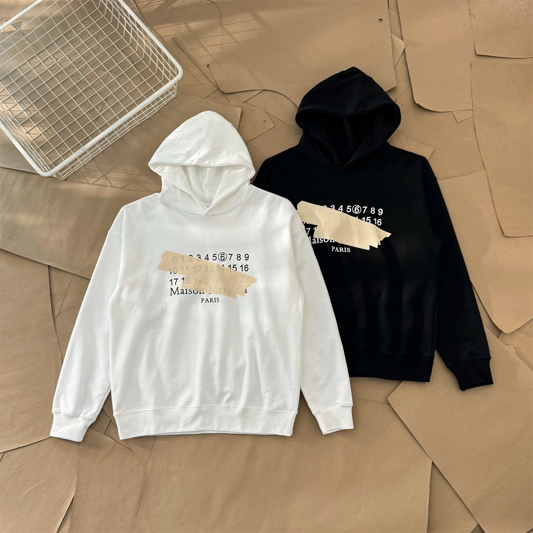 Maison Margiela MM6 Number Print Hoodie Sweatshirt - Unisex, Relaxed Fit