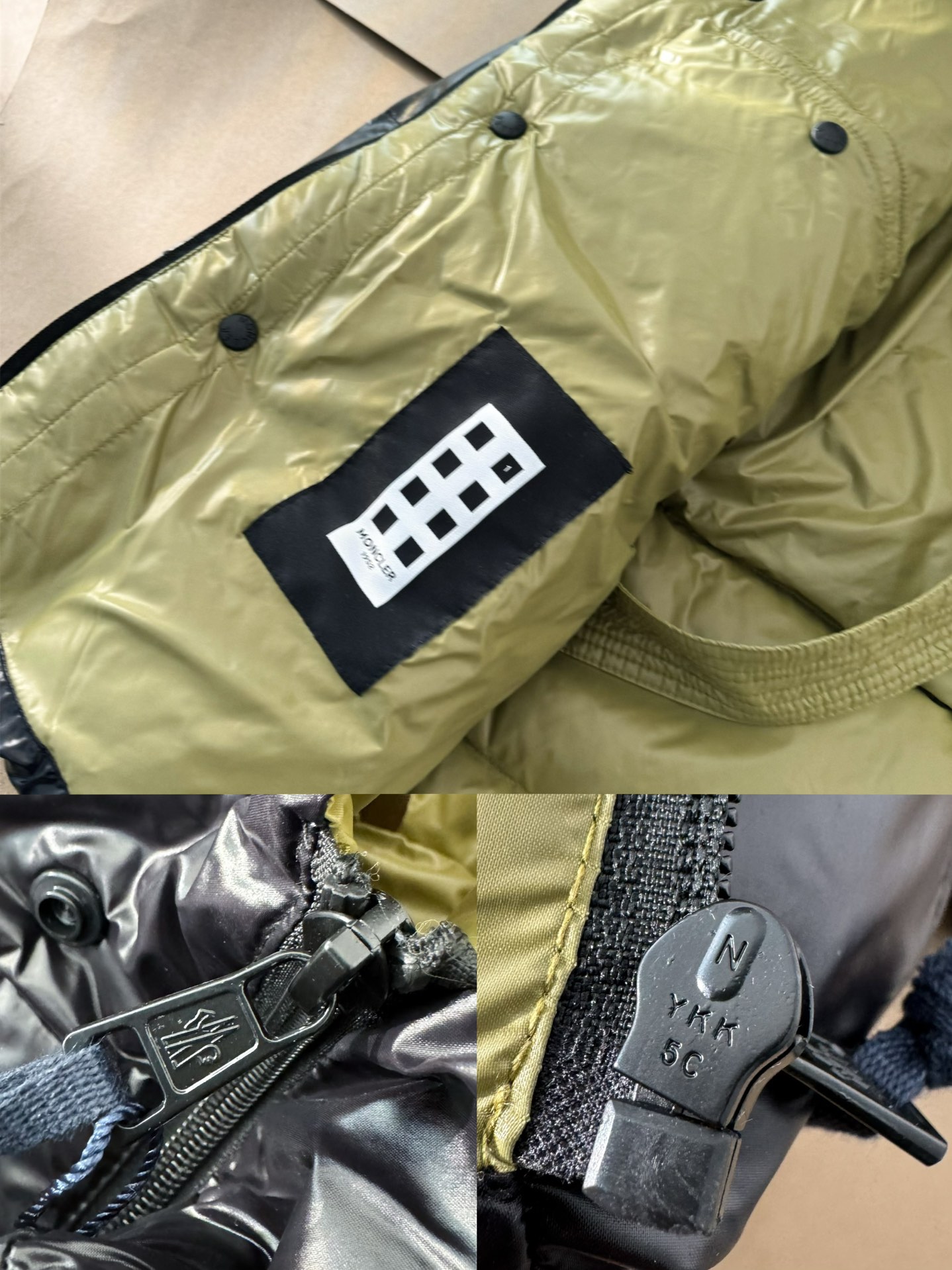 🛒购物价：535💰[顶级版本羽绒服]Moncler2024冬季新款绿胖子连帽羽绒服

柜子在售爆款，一件难求。内充90绒，轻柔保暖，上身有型；采用定制防风防雨面料，软糯亲肤，抗皱抗静电不粘灰，易打理；立领连帽设计，帽子可拆卸，帽子内侧拼色内衬，时尚减龄；正身大斜兜设计，配以与帽子内衬同色系拉链头，帅气十足；同色高支数内衬，多层内胆，品牌工厂出品，不会漏毛，品质有保证；一款适合多种场合穿搭的羽绒服，男女同款，情侣款。

颜色:黑色

尺码:1-5
尺码推荐
	尺码	身高CM	体重(斤)	胸围CM	肩宽CM	袖长CM	衣长CM
	1	165-170	90-120	108	47	61.5	66
	2	170-175	120-140	112	48	63	68
	3	175-178	140-160	116	49	64.5	70
	4	178-180	160-180	120	50	66	72
	5	180-190	180-200	124	51	67.5	74