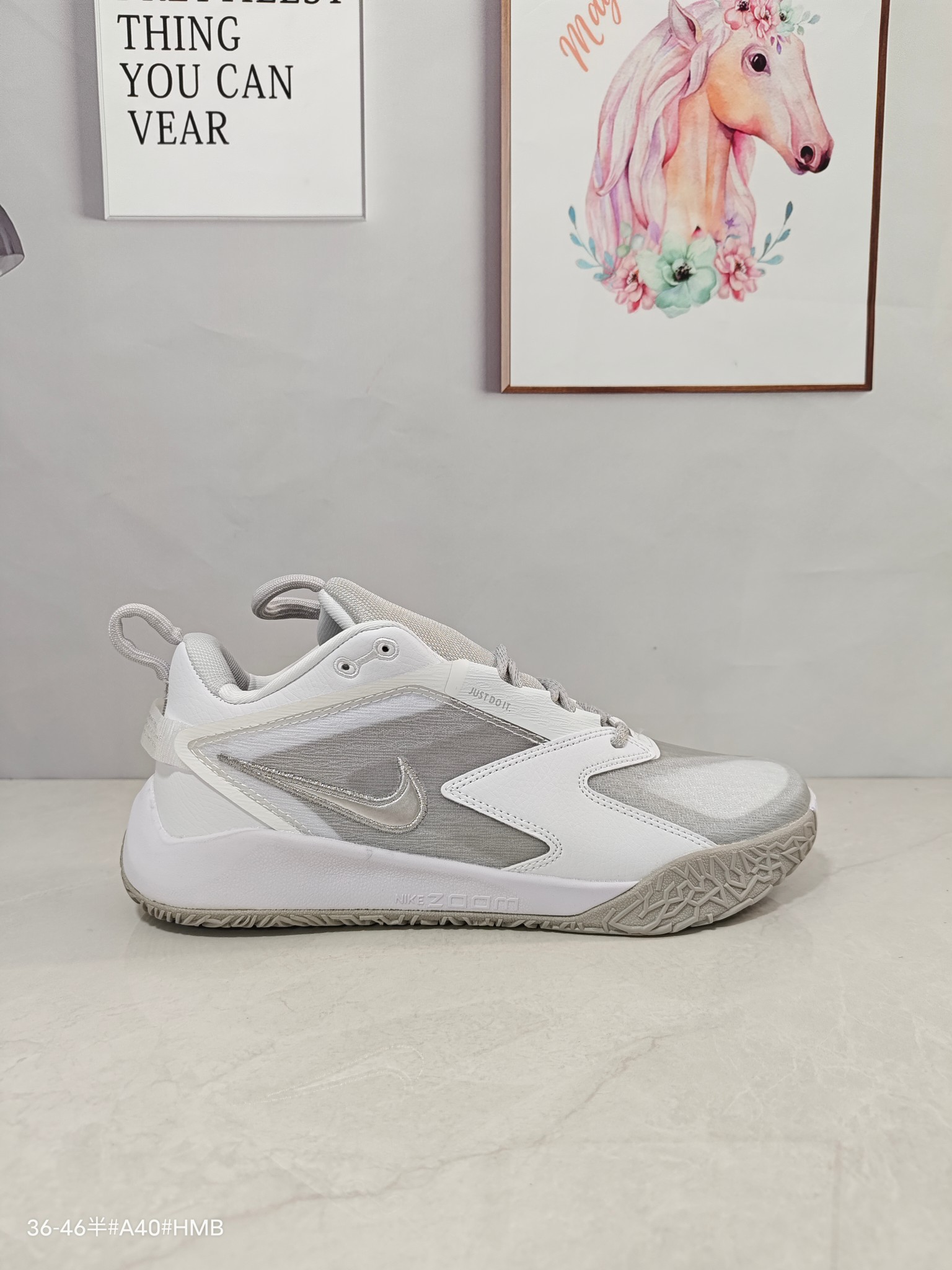 Nike Zoom HyperAce 3 轻便舒适 耐磨透气 排球鞋 男女同款 白紫粉 货号:FQ7074-001 带半码