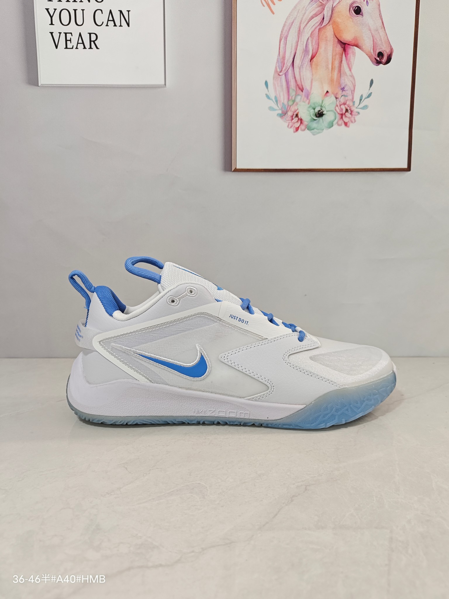 Nike Zoom HyperAce 3 轻便舒适 耐磨透气 排球鞋 男女同款 白紫粉 货号:FQ7074-103 带半码
