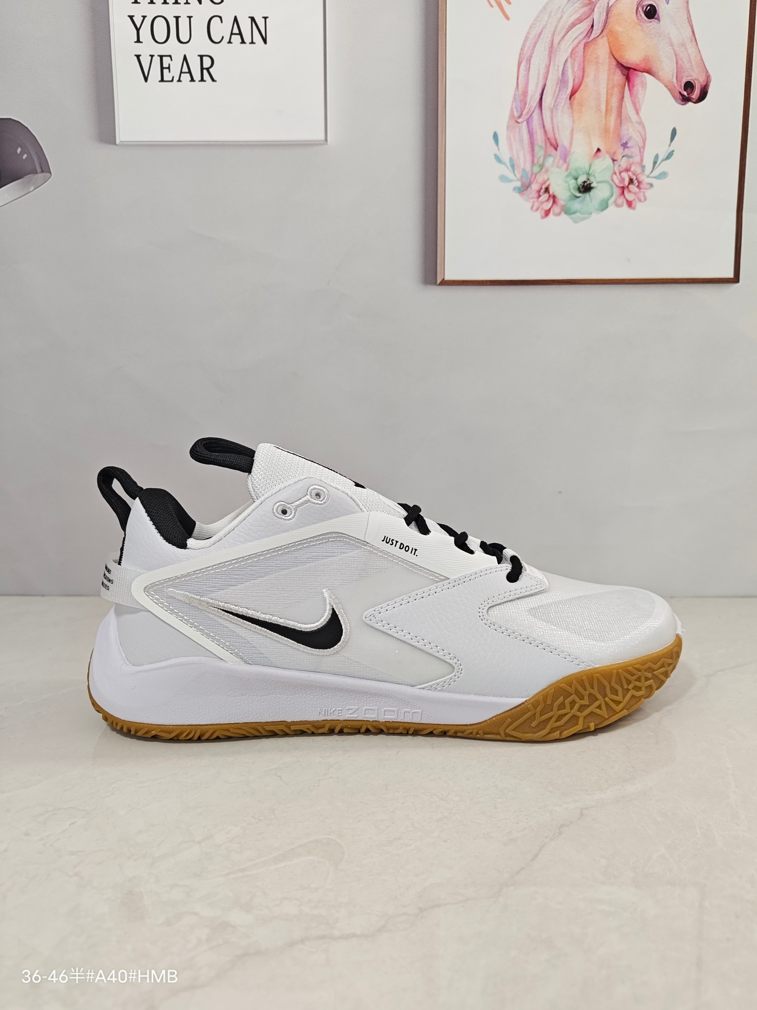 Nike Zoom HyperAce 3 轻便舒适 耐磨透气 排球鞋 男女同款 白紫粉 货号:FQ7074-107 带半码
