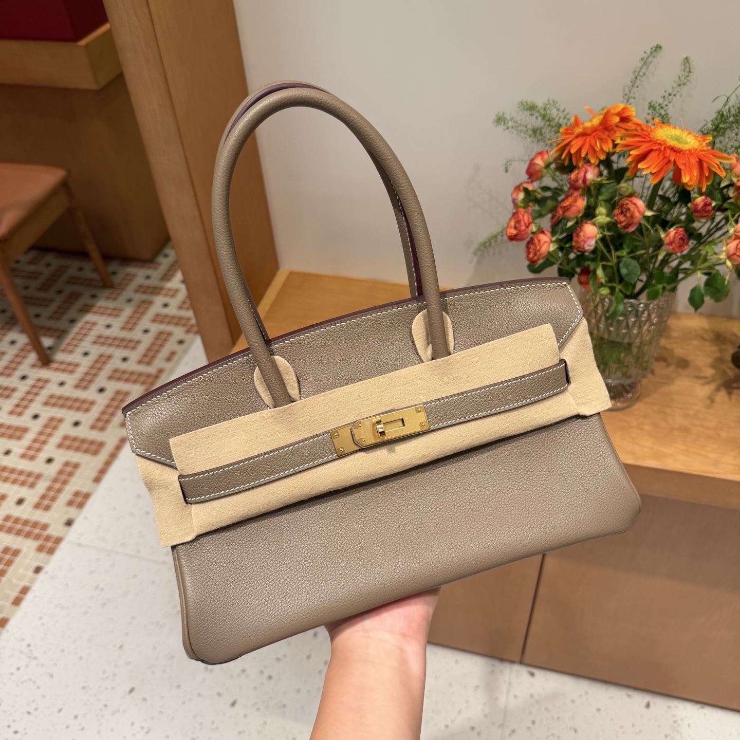 🐎Nuevo Shoulder Birkin 29cm, piel Evercolor importada de fábrica original [gris elefante], hebilla dorada y plateada, …