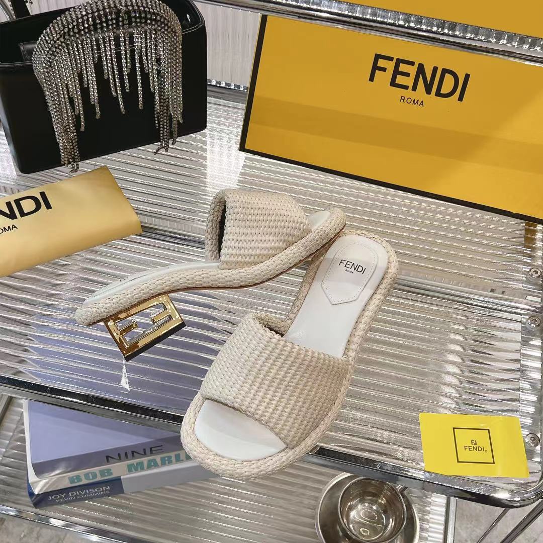 Fendi Women's Raffia Platform Slide Sandals | Comfortable & Stylish Summer Shoes 2 i1718481018 9517 8
