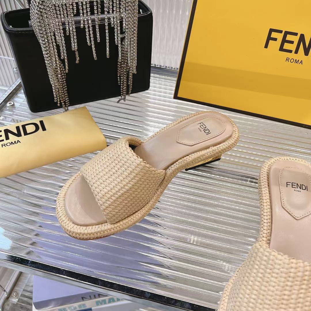 Fendi Water Platform Woven Raffia Heeled Sandals Beige | Comfortable & Stylish 8 i1720547766 7572 3