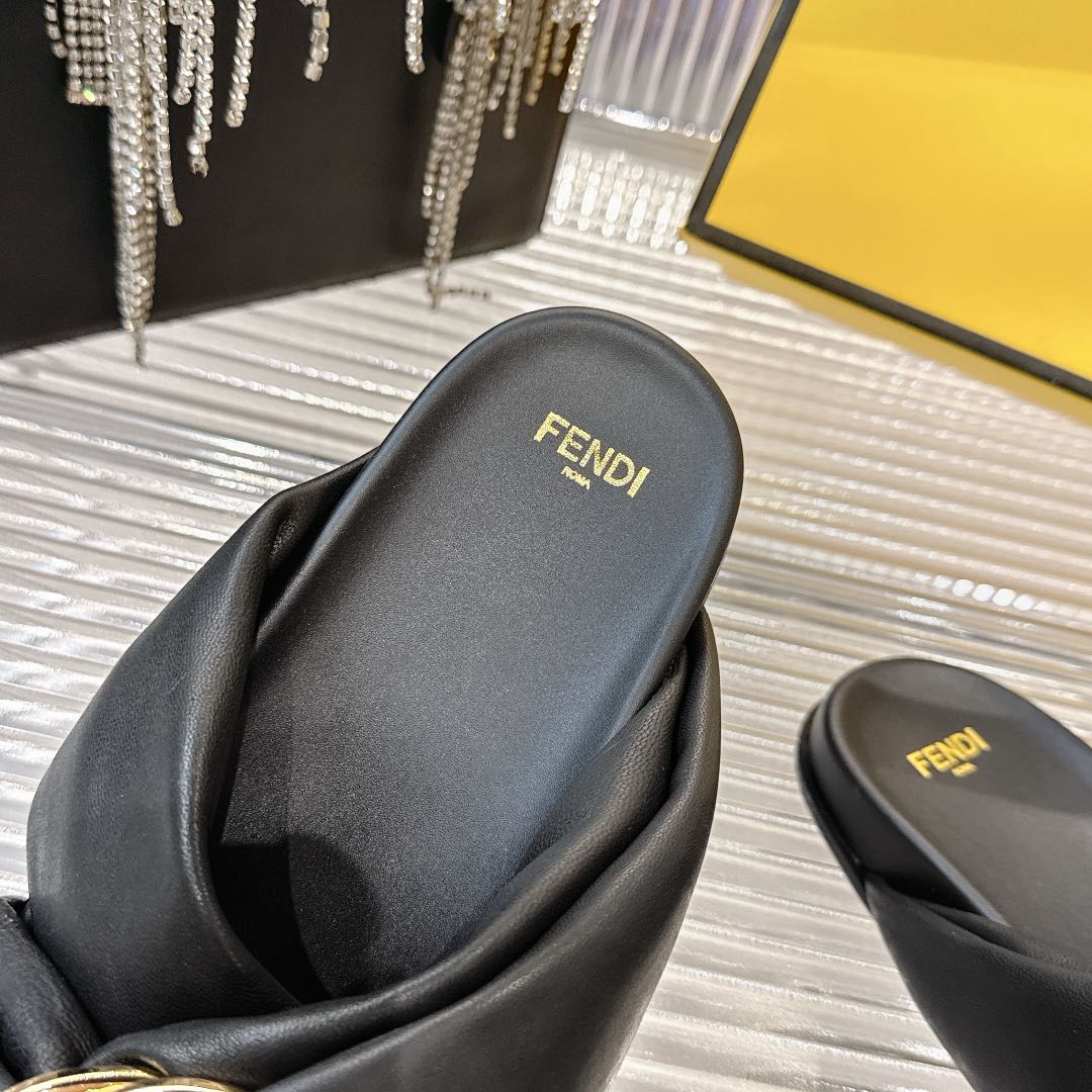 Fendi 25SS FF Flat Leather Sandals - Comfortable & Stylish Summer Slides 8 i1742410036236 5461 0 6