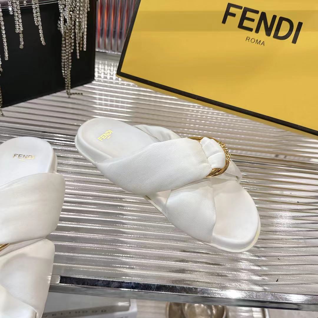 Fendi Women's FF-Motif Leather Flat Slides, Stylish & Comfortable 6 i1742410141568 7354 0 4