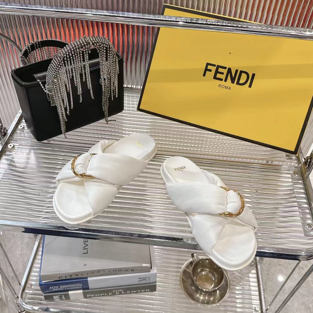 Fendi Women's FF-Motif Leather Flat Slides, Stylish & Comfortable 4 i1742410141569 2368 0 2