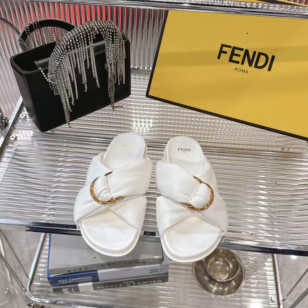 Fendi Women's FF-Motif Leather Flat Slides, Stylish & Comfortable 3 i1742410142388 4550 0 0