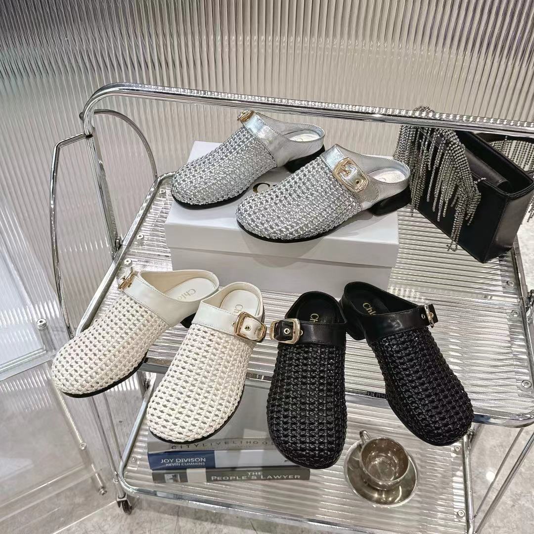Chloé Women's Woven Fabric Heeled Mules Sandals Silver, Stylish & Comfortable 10 i1742411171067 4833 0 8