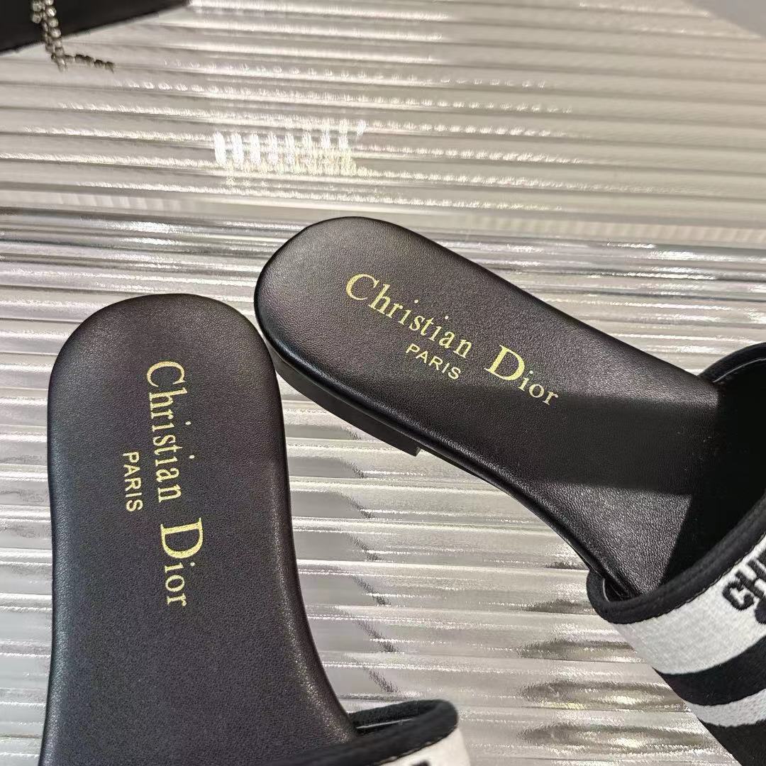 Dior Miss Dior Black/White Cotton Blend Heeled Sandals Slides Women 8 i1742442031419 20 0 6