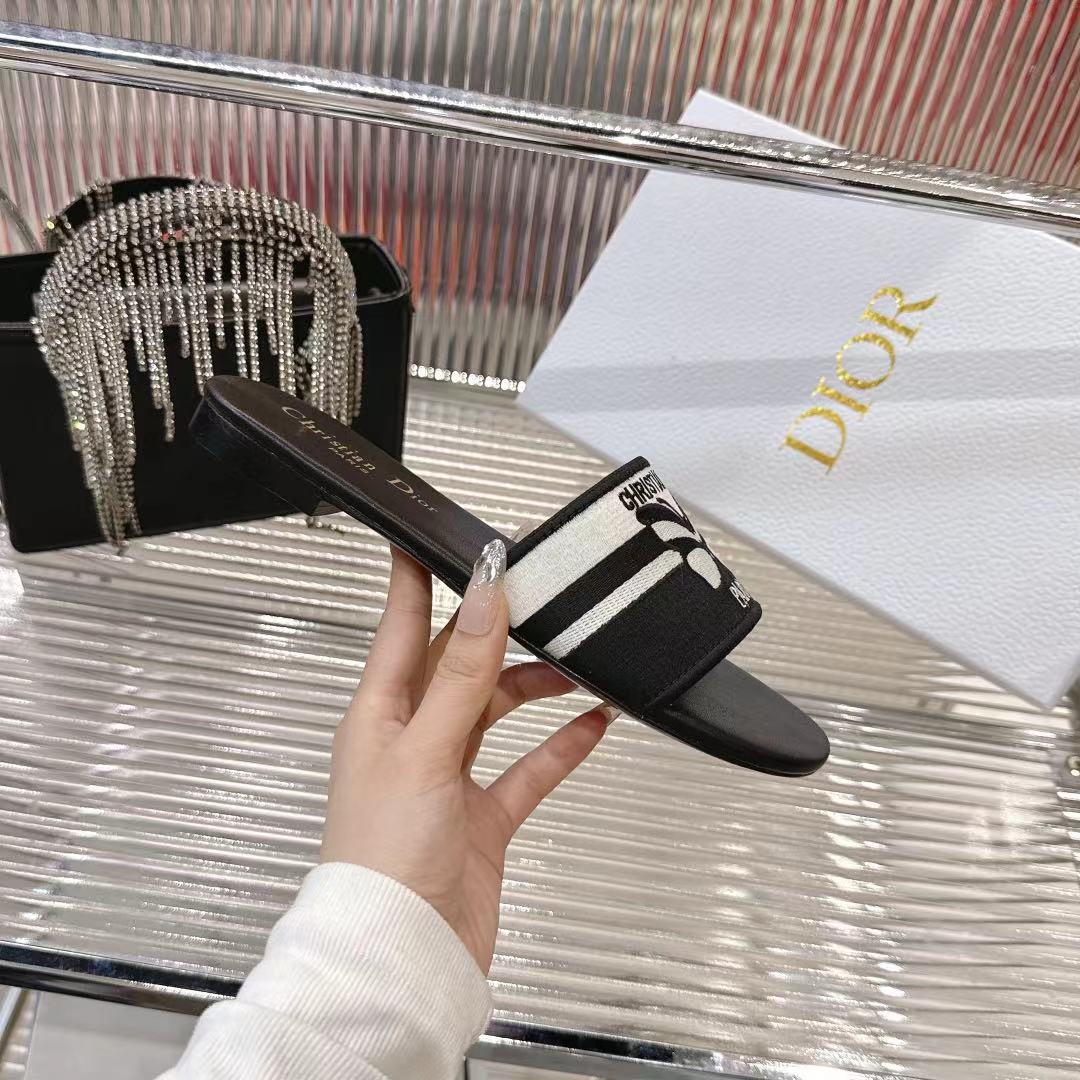 Dior Miss Dior Black/White Cotton Blend Heeled Sandals Slides Women 6 i1742442033902 5099 0 4