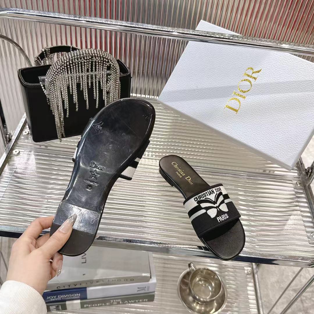 Dior Miss Dior Black/White Cotton Blend Heeled Sandals Slides Women 10 i1742442033902 9148 0 8