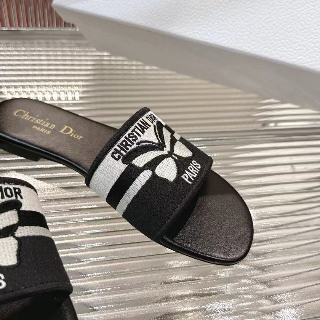 Dior Miss Dior Black/White Cotton Blend Heeled Sandals Slides Women 9 i1742442033903 3893 0 7