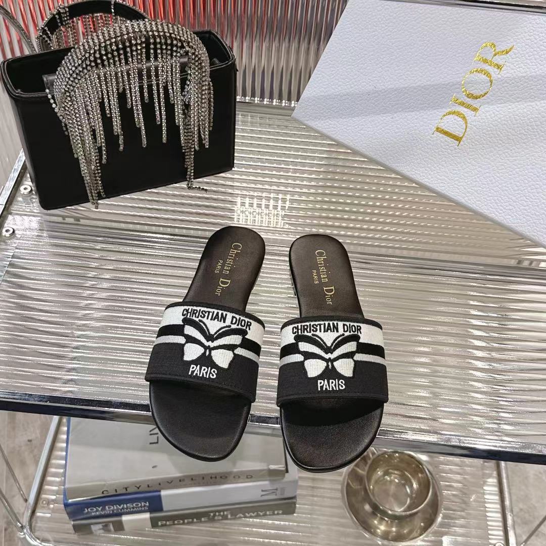 Dior Miss Dior Black/White Cotton Blend Heeled Sandals Slides Women 3 i1742442033904 4995 0 0
