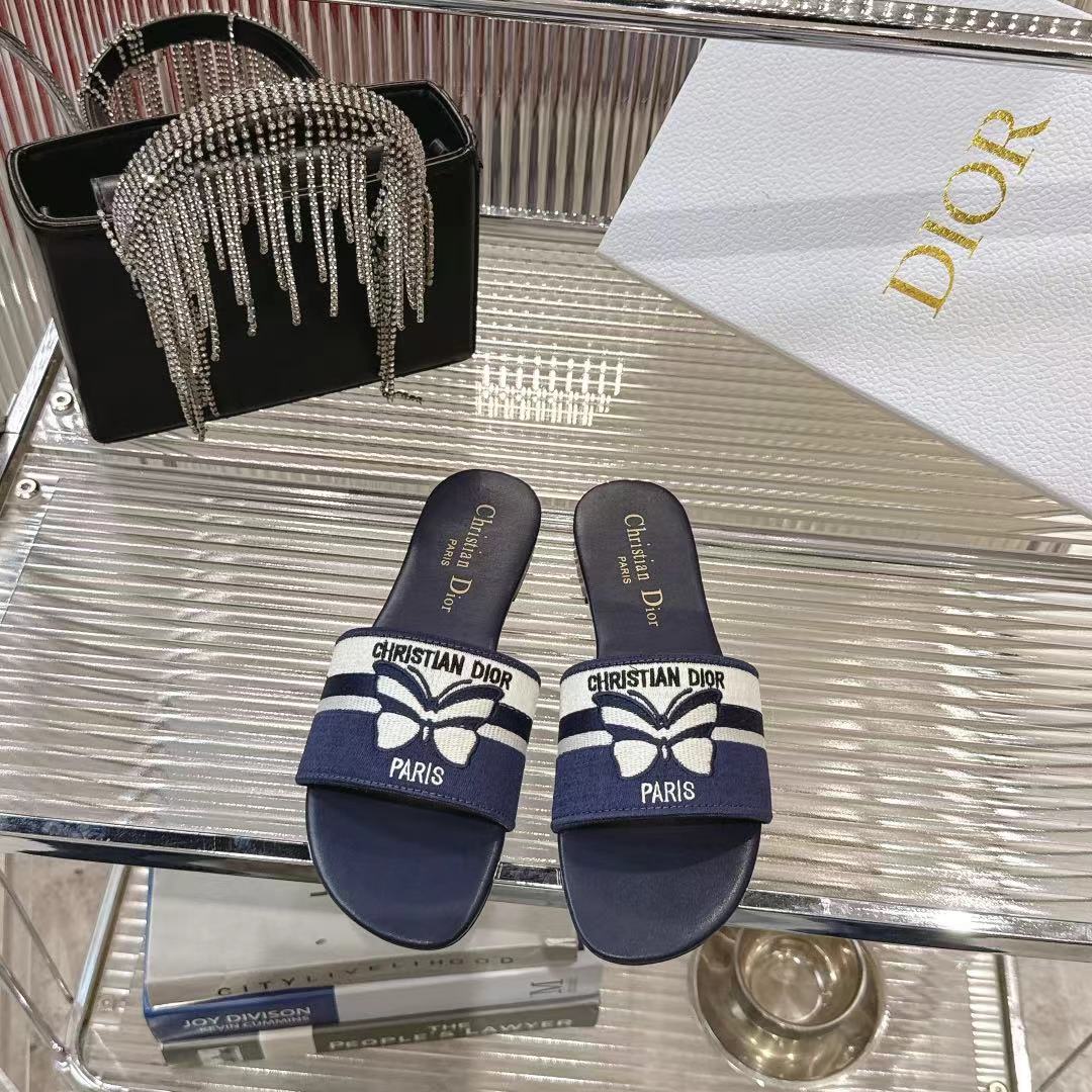 Dior Miss Dior Women's Slides Sandals CD Logo Embroidery Summer New 3 i1742442077354 6393 0 0