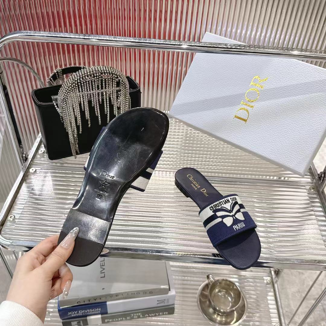 Dior Miss Dior Women's Slides Sandals CD Logo Embroidery Summer New 10 i1742442078156 5420 0 8