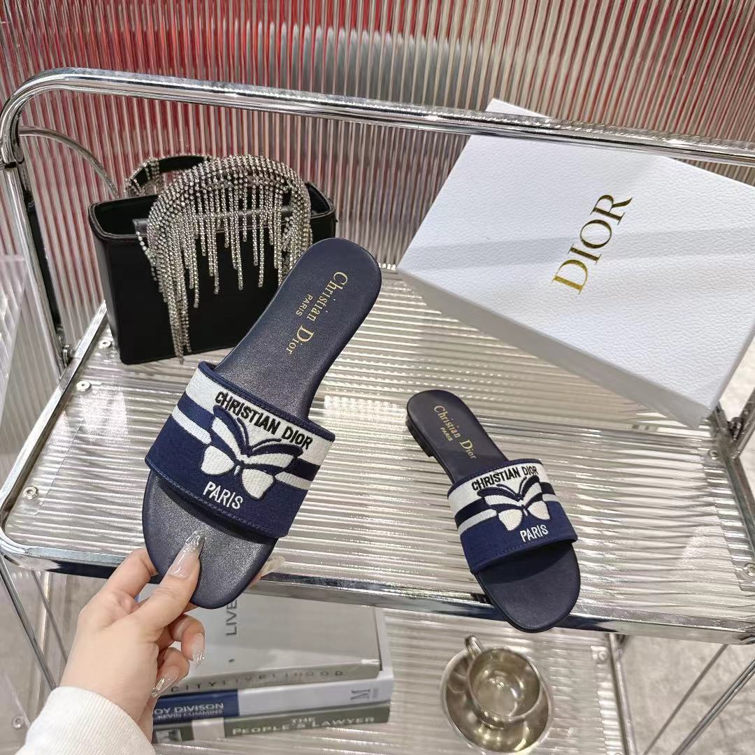 Dior Miss Dior Women's Slides Sandals CD Logo Embroidery Summer New 1 Dior Miss Dior Women's Slides Sandals CD Logo Embroidery Summer New