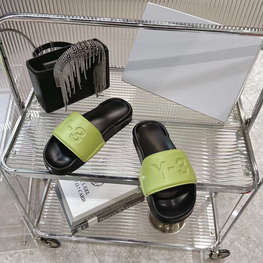 Luxurious Y-3 Early Spring Slippers: Black, Green, Red, White, Original Materials - 图片 2