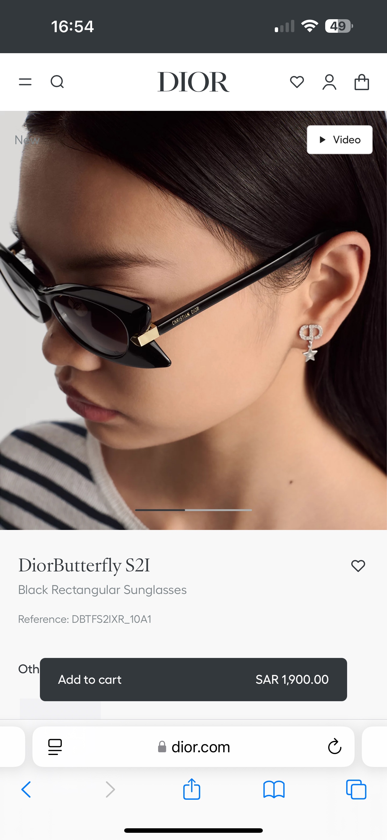  Dior
MODEL：DiorButterfly S2I
SIZE：  54口17-145
