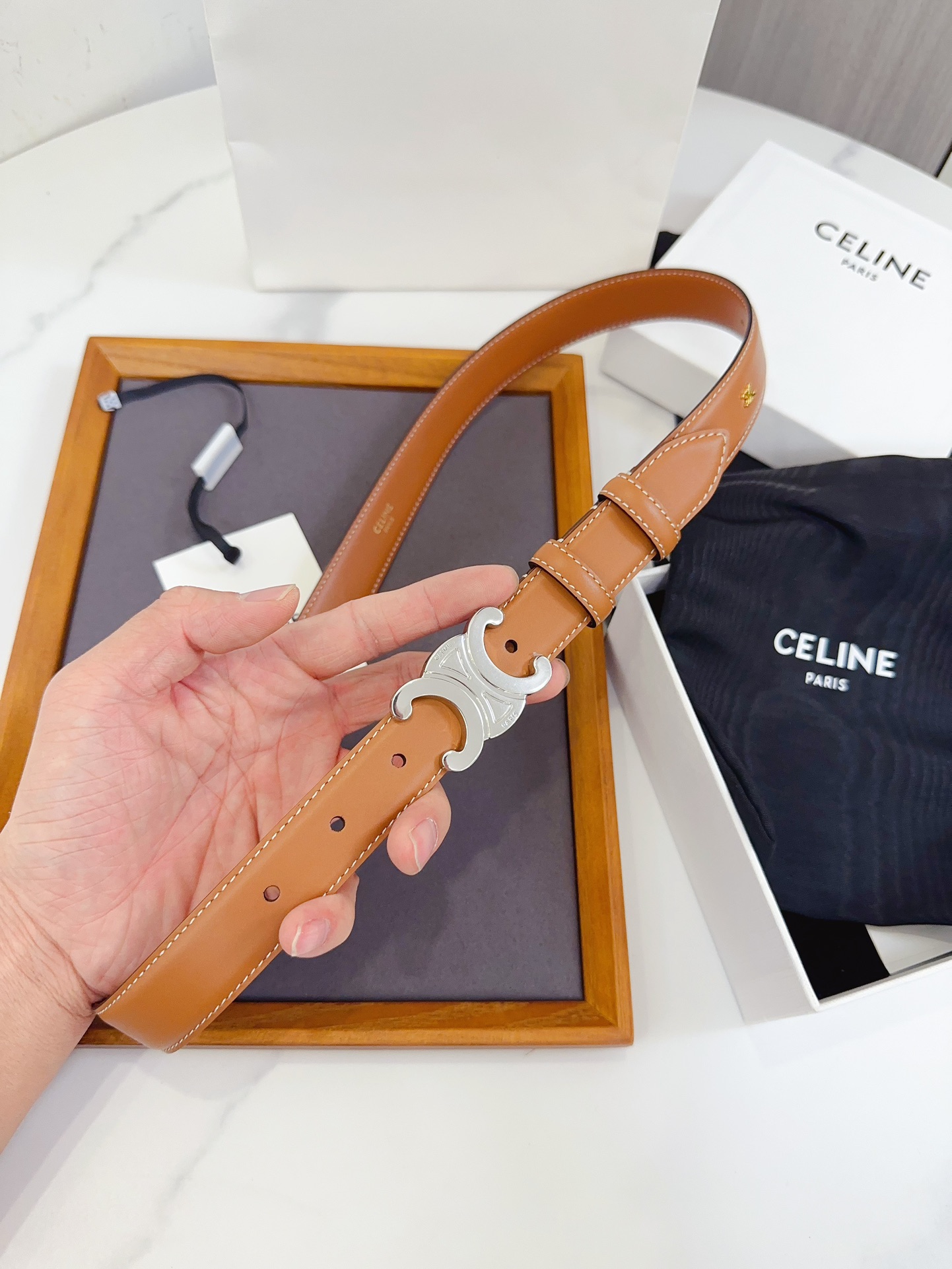 CELINE思琳塞琳全新升级升级全钢五金原厂皮料正品IP电镀钢扣尺寸2.5厘米