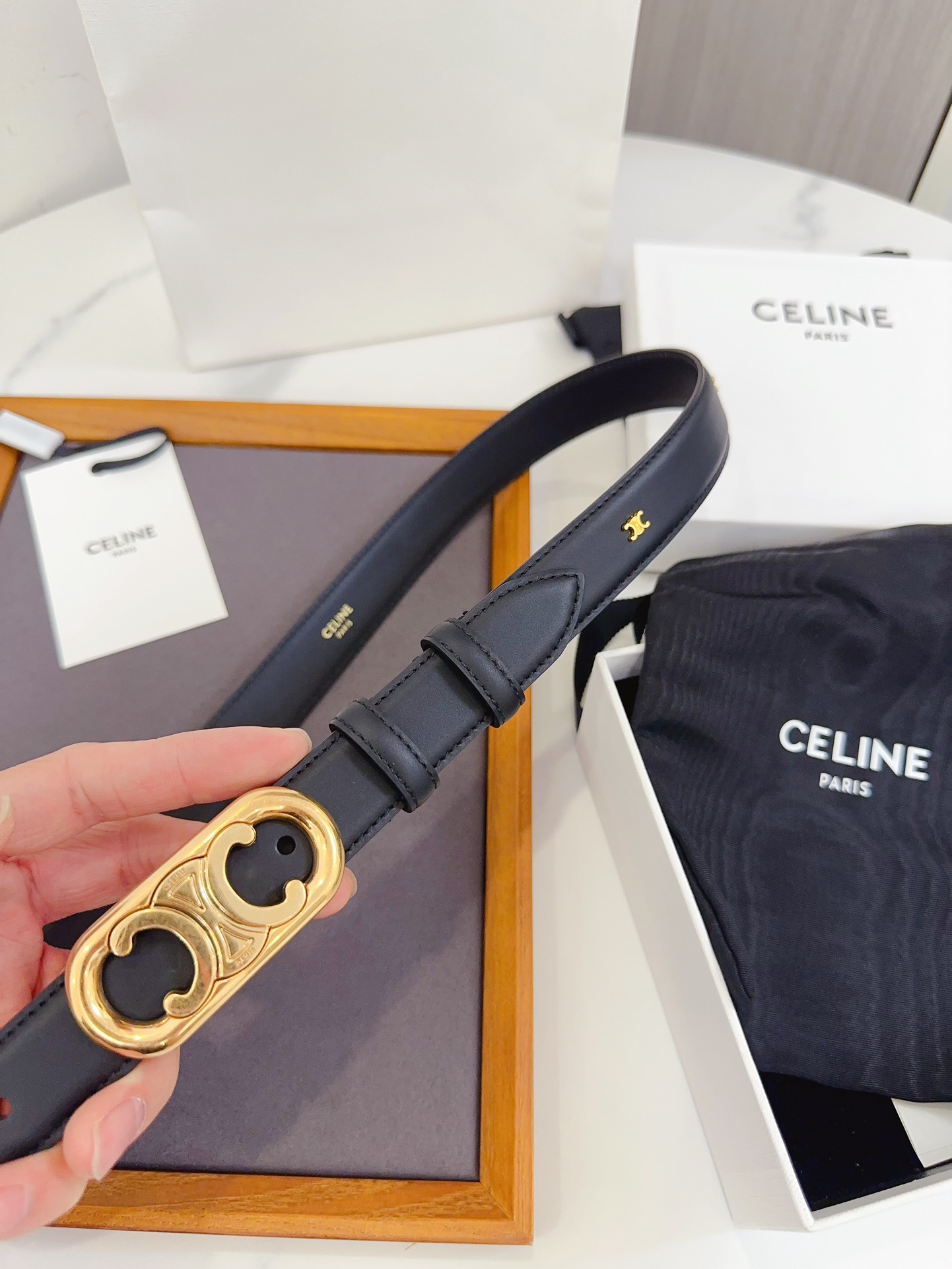 CELINE思琳塞琳全新升级升级全钢五金原厂皮料正品IP电镀钢扣尺寸2.5厘米