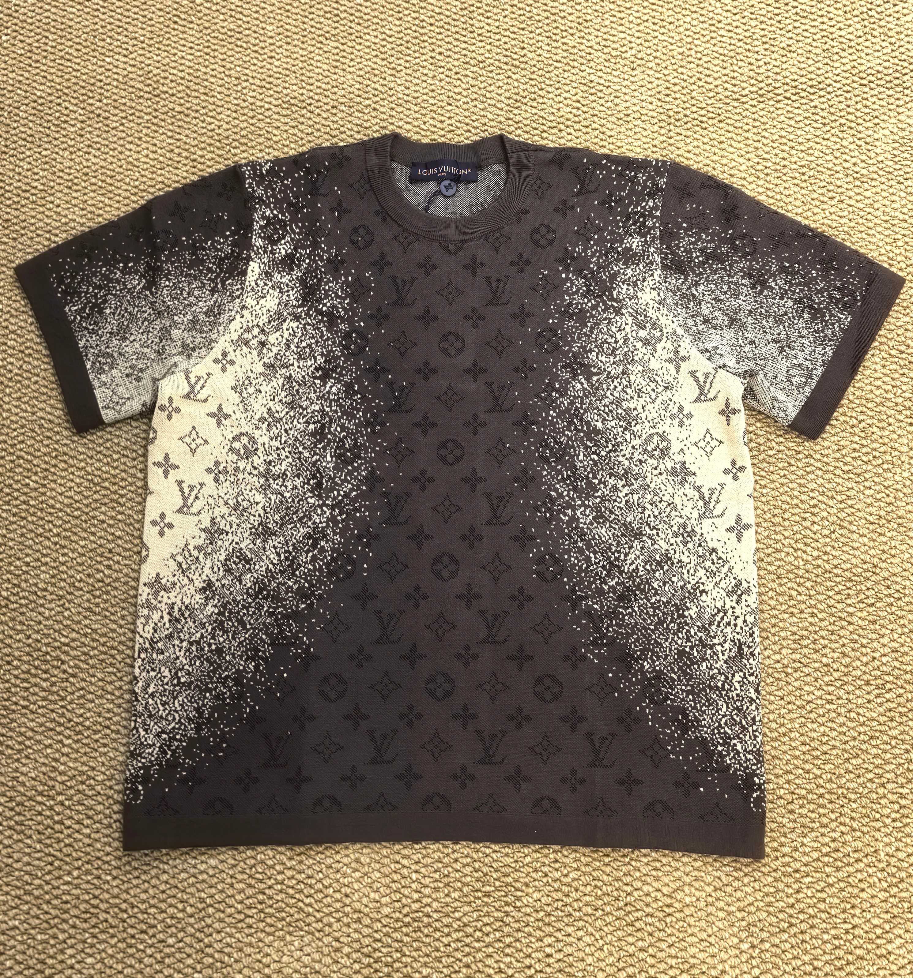 P190 Louis nuevo color 26ss letras patrón oscuro jacquard suéter degradado mangas cortas talla s_xl