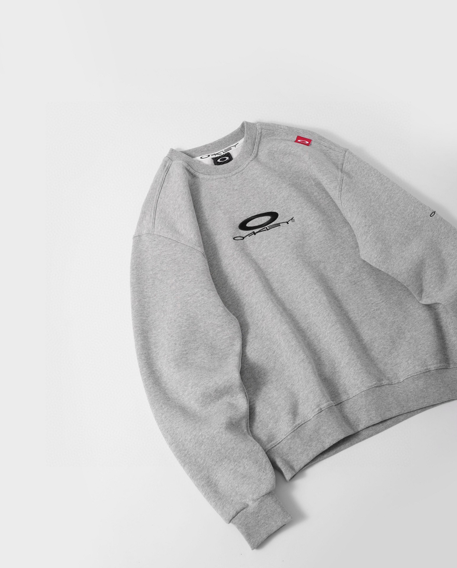 OAKLEY Embroidered Crewneck Sweatshirt - 360g Cotton Fleece - Gray
