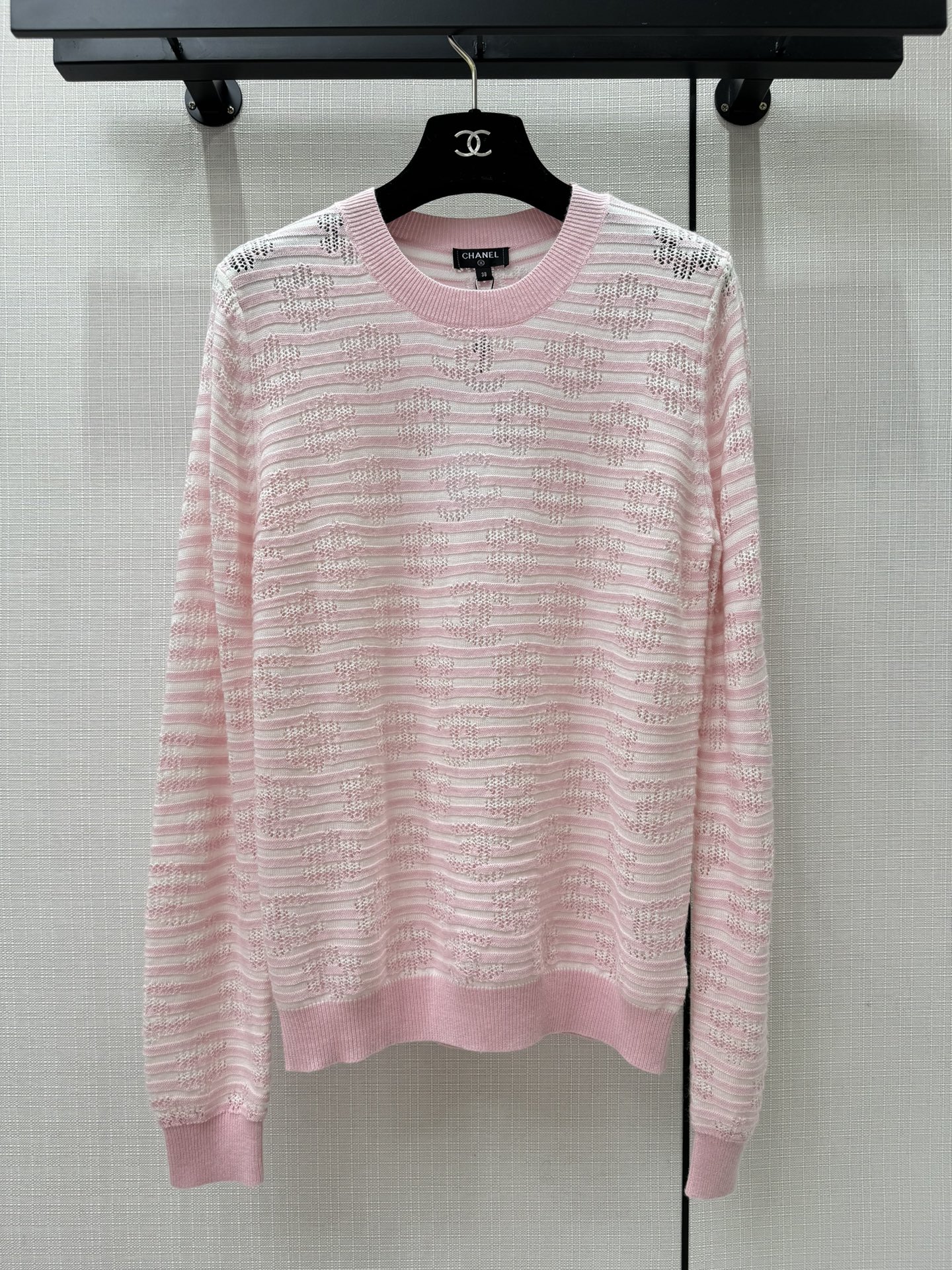 Chanel Clothing Knit Sweater Pink Openwork Knitting Spring Collection