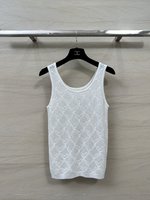 Chanel AAA
 Clothing Shirts & Blouses Tank Tops&Camis White Embroidery Cotton Knitting Spring/Summer Collection Vintage