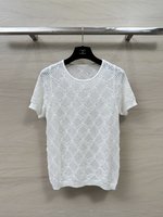 Chanel Clothing Shirts & Blouses White Embroidery Cotton Knitting Spring/Summer Collection Vintage