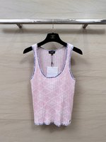 2023 Perfect Replica Designer
 Chanel Best
 Clothing Shirts & Blouses Tank Tops&Camis Pink White