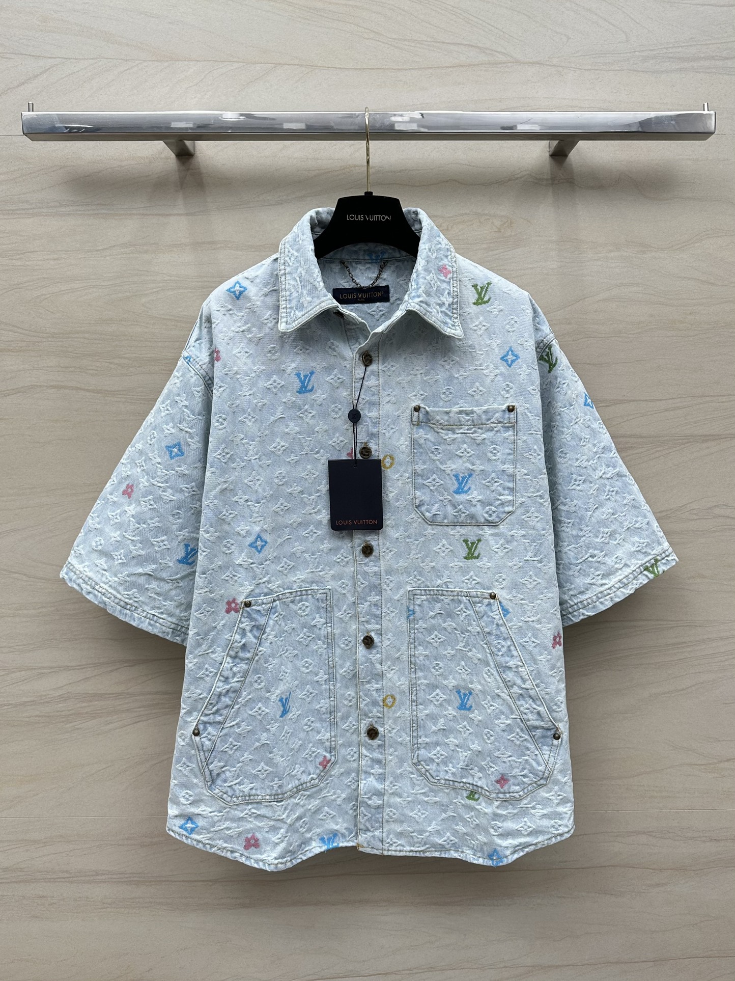 Louis Vuitton Vêtements Manteaux & Blousons Broderie de fleurs Tissu coton bleu Collection printemps – été Peu importe
