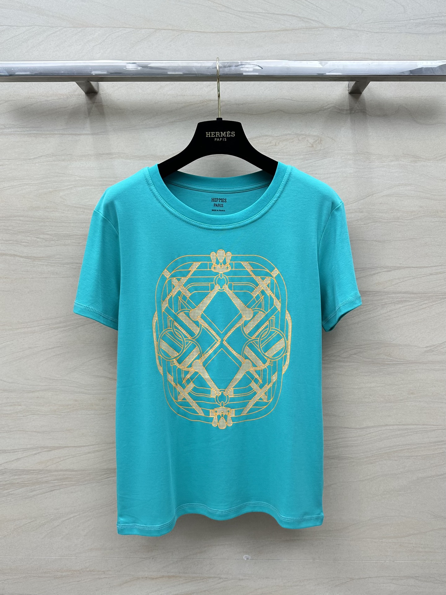 Nova réplica de designer
 Hermes Roupa Camiseta Impressão Algodão Colecção Primavera/Verão