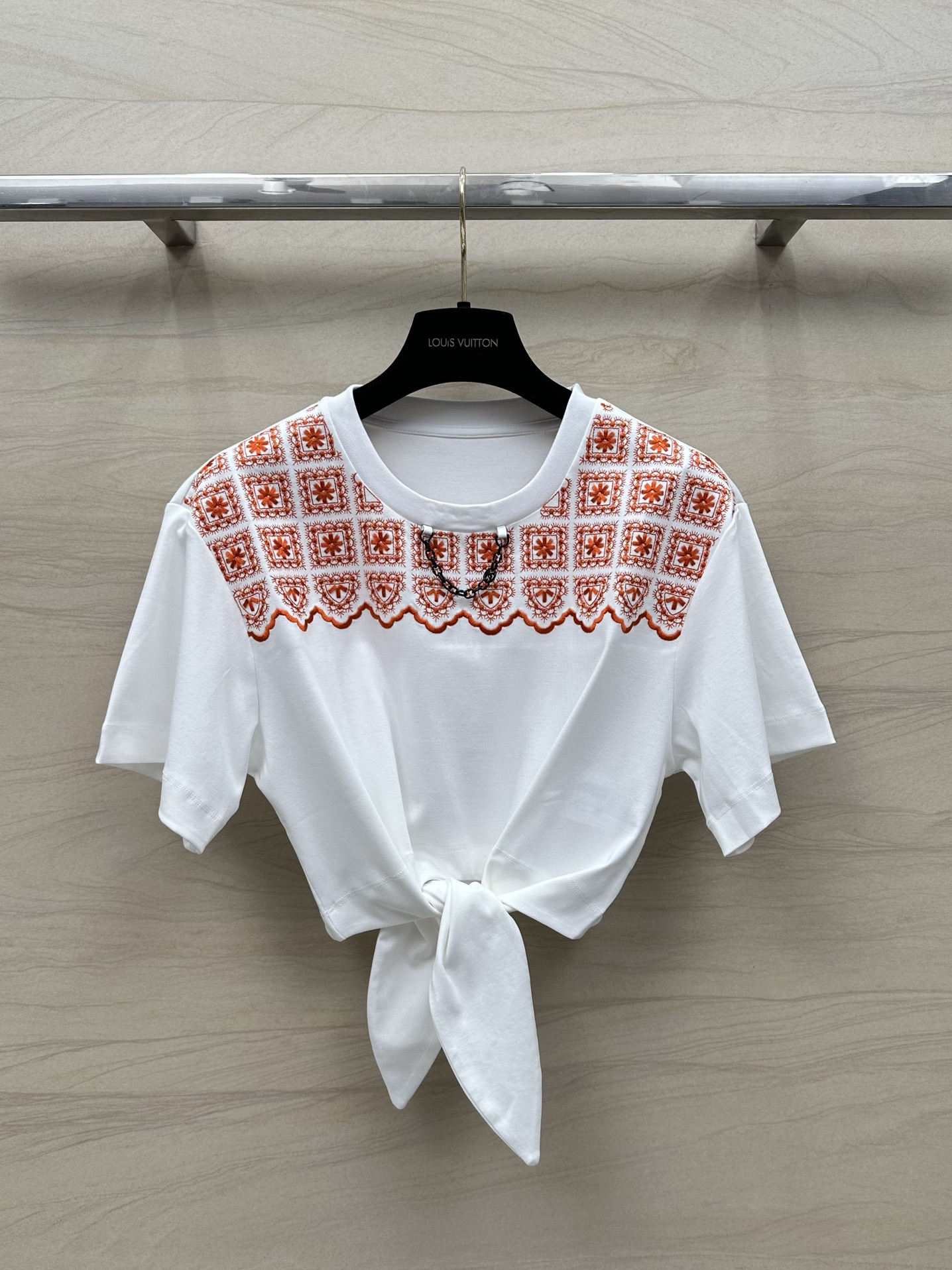 Louis Vuitton Abbigliamento T-Shirt Ricamo Cotone Collezione Primavera/Estate Catene