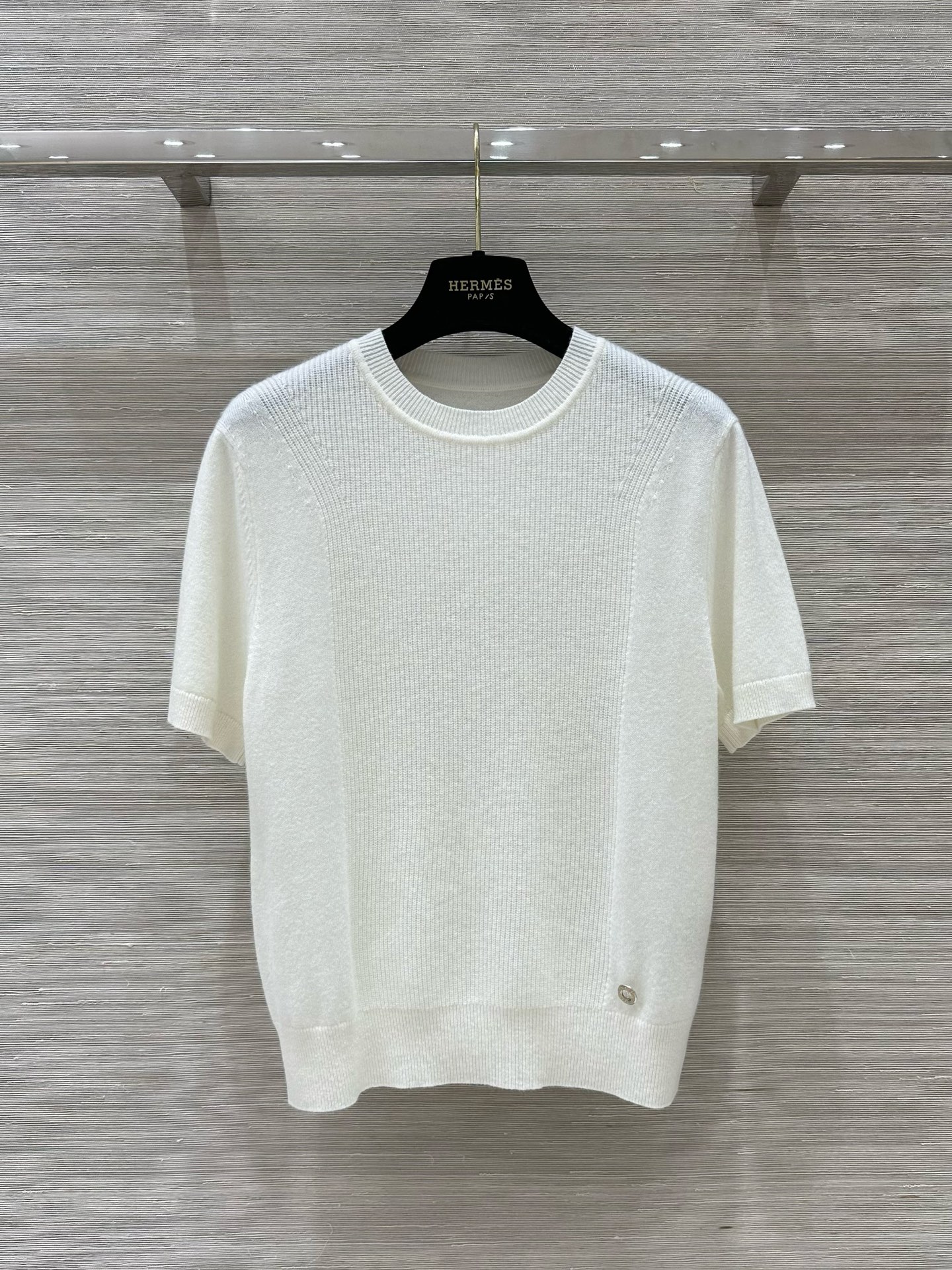 Hermes Roupa Camiseta Branco Caxemira Colecção de Outono Manga Curta