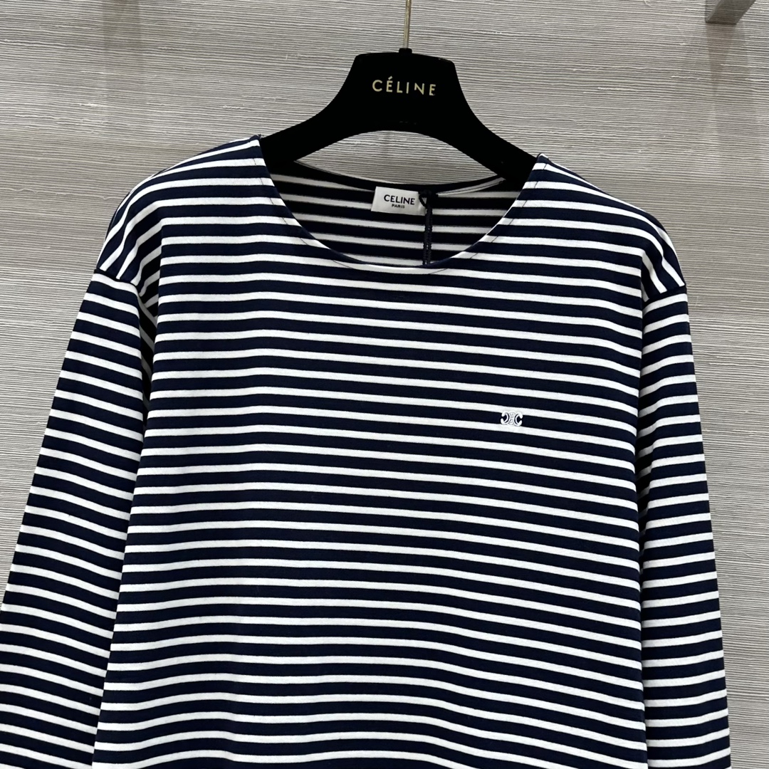 “Unique Launch: Retro Striped T-shirt with Stereo Embroidery in Pure Cotton” - 图片 2