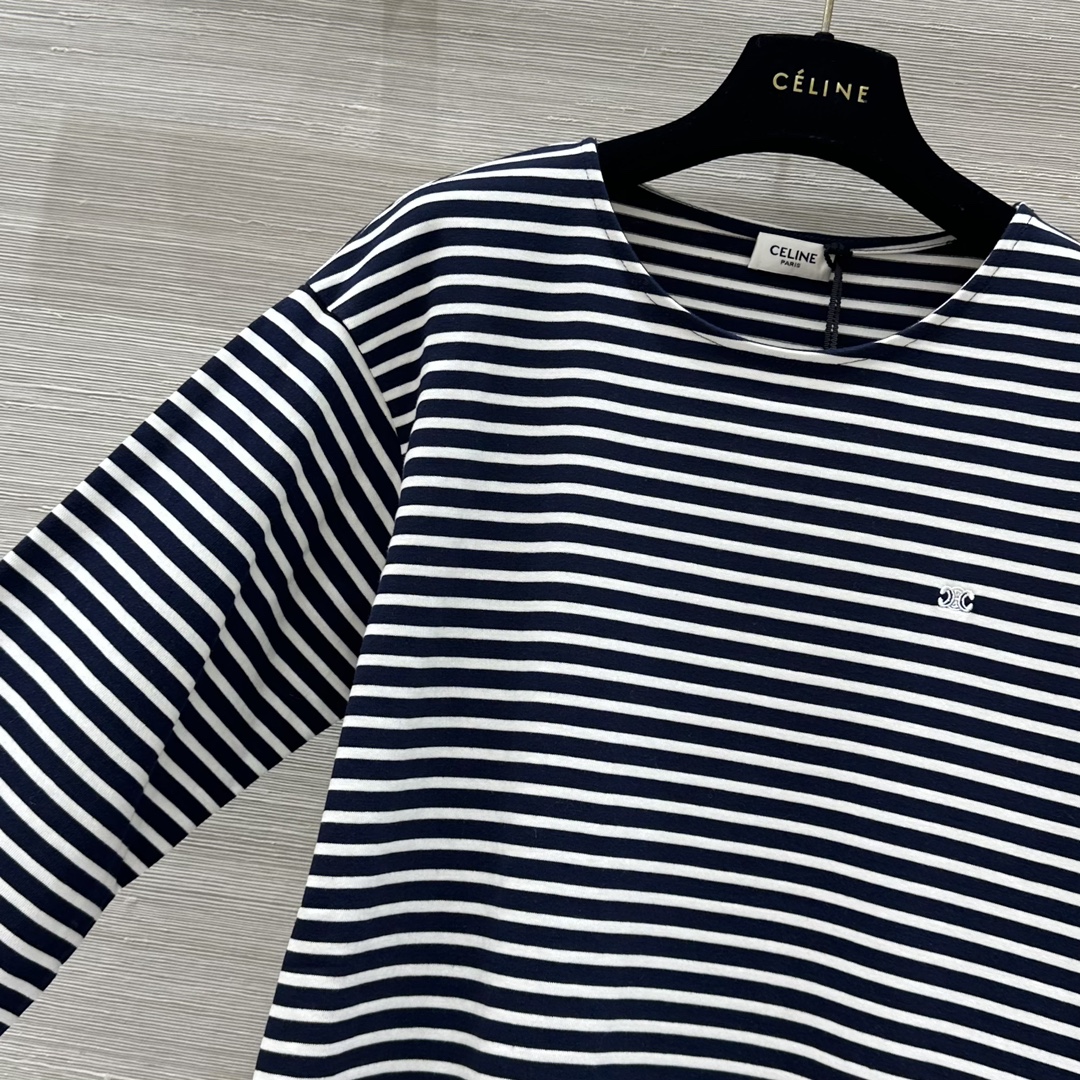 “Unique Launch: Retro Striped T-shirt with Stereo Embroidery in Pure Cotton” - 图片 3