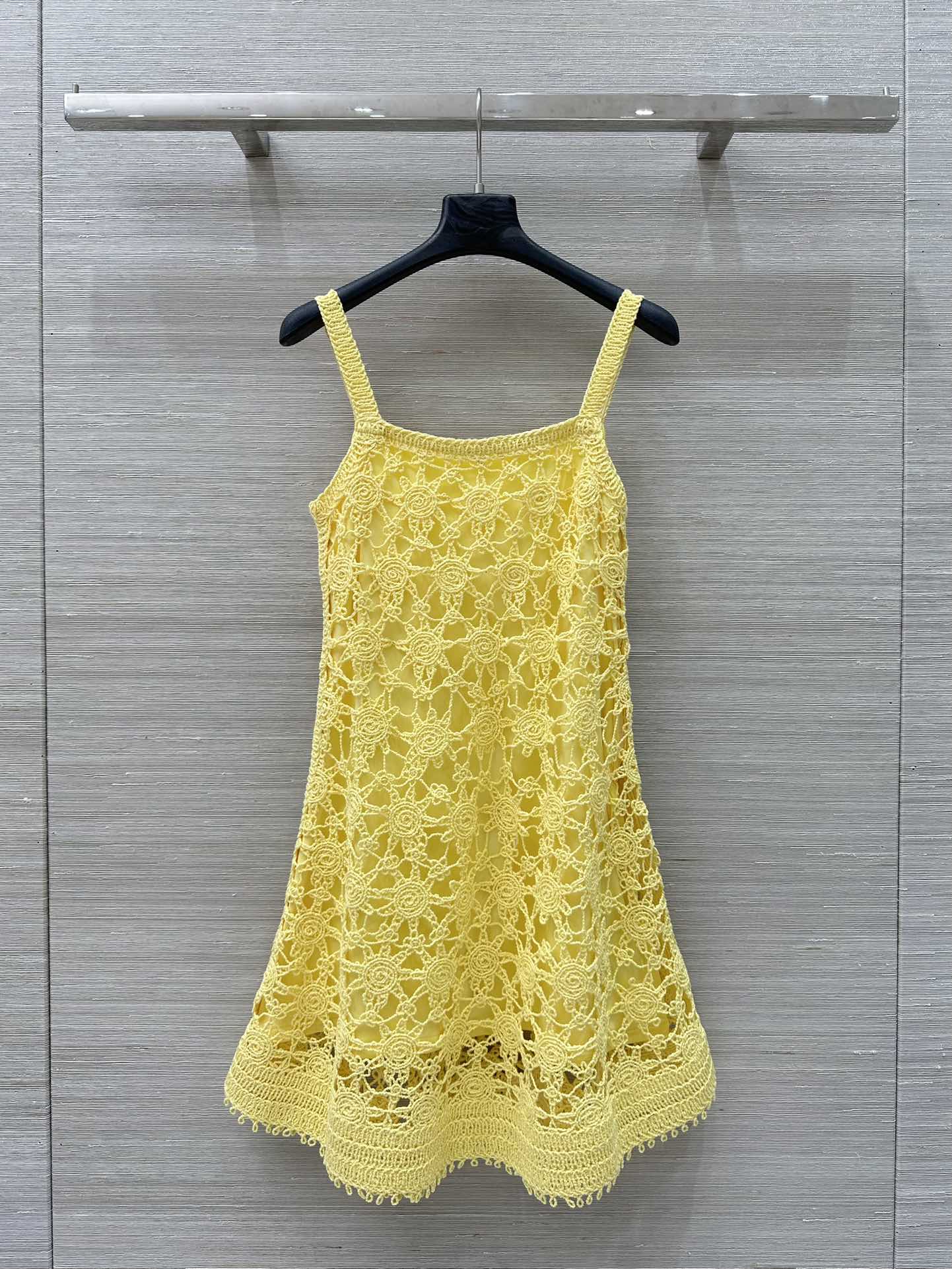 High-Quality Swiss Machine-Knit Dress with Elegant Embroidery and Luxurious Cotton Yarn.