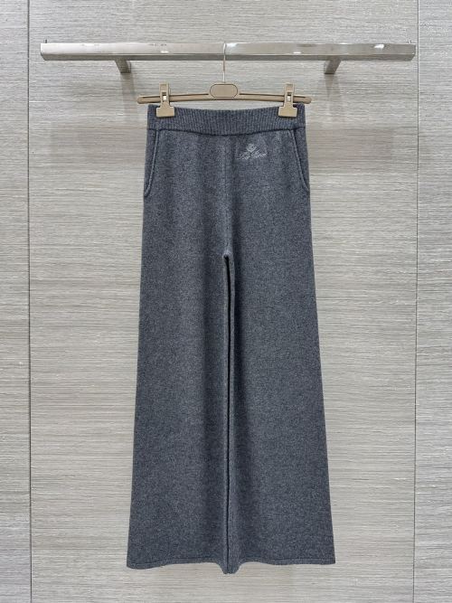 Cashmere Blend Wide-Leg Pants with Embroidered Detail - Loungewear Style 1 Cashmere Blend Wide-Leg Pants with Embroidered Detail - Loungewear Style