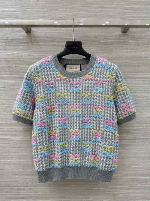 Gucci Women's Multicolor Wool Blend Short Sleeve Top 1 Gucci Women's Multicolor Wool Blend Short Sleeve Top
