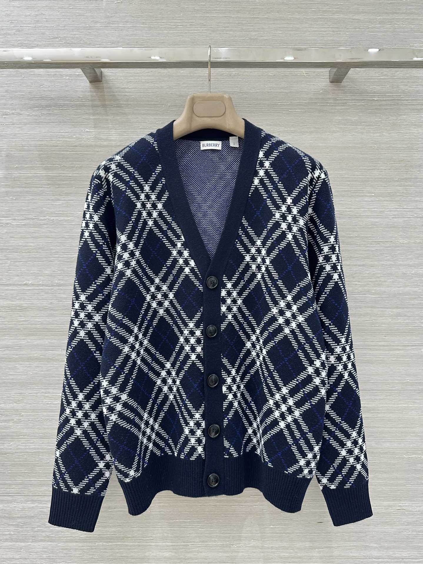 Burberry Vintage Plaid V-Neck Knit Cardigan - Classic Style, Cozy Comfort