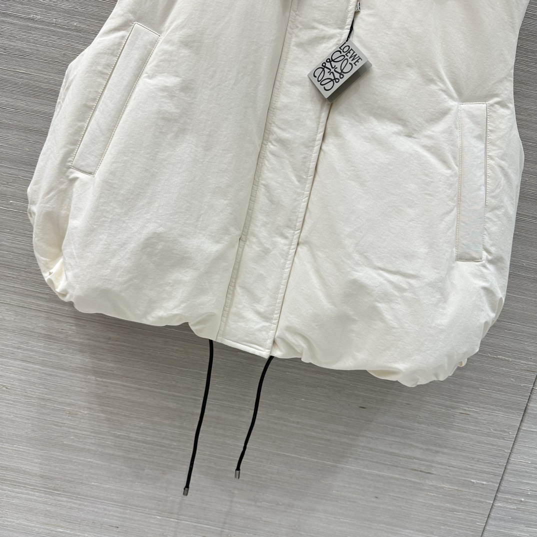 Loewe Anagram Cream White Down Vest with Shearling Collar 7 i1756316418 6433 3