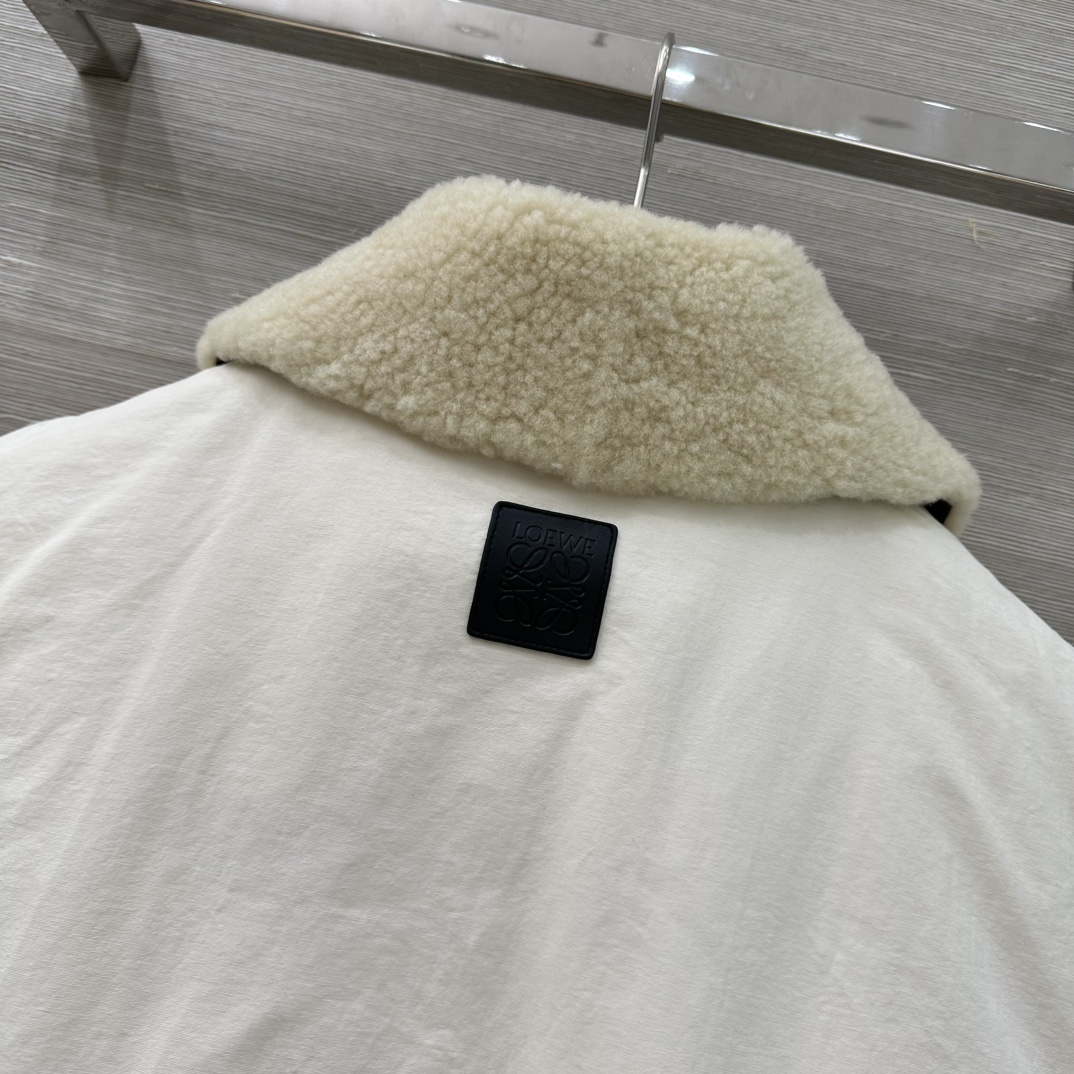 Loewe Anagram Cream White Down Vest with Shearling Collar 10 i1756316418 6993 2