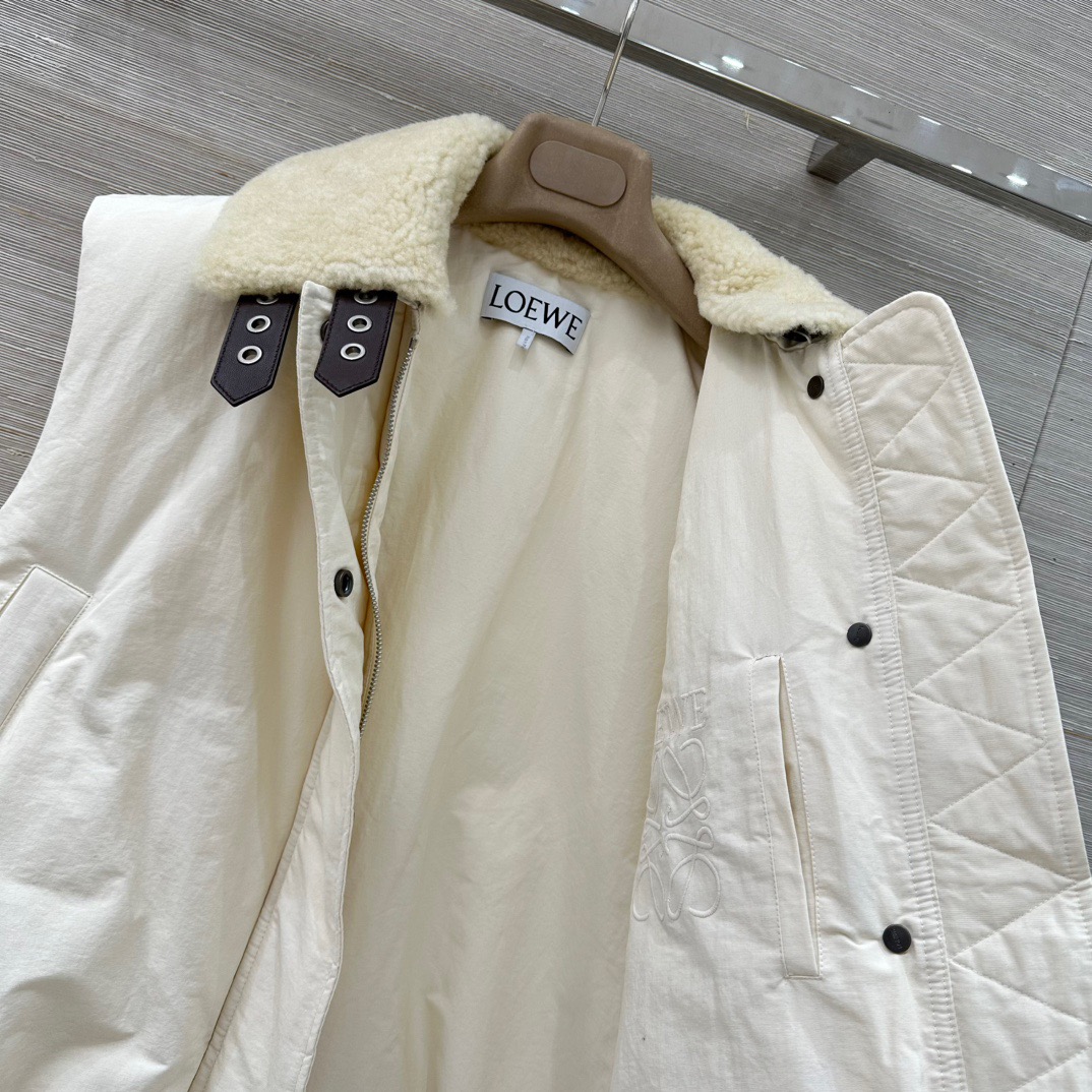 Loewe Anagram Cream White Down Vest with Shearling Collar 6 i1756365030811 959 0 1