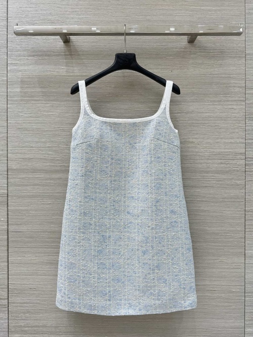 Miss D Glacier Blue Tweed A-Line Mini Dress with White Trim - Elegant 1 Miss D Glacier Blue Tweed A-Line Mini Dress with White Trim - Elegant