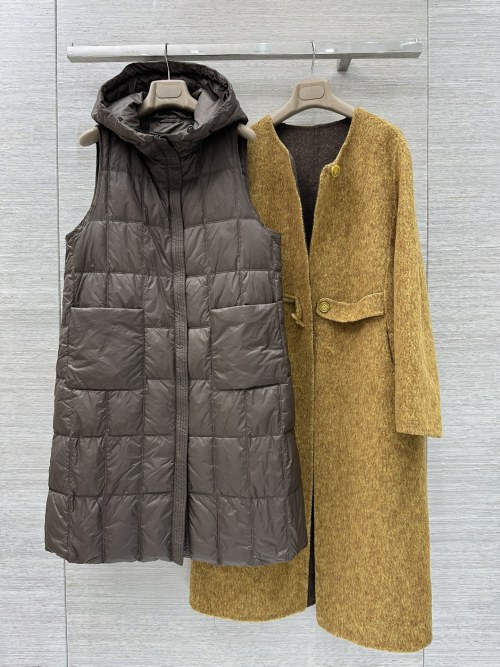 Luxury Wool Cashmere Blend Coat with Down Vest, Elegant Gray, Size S-L 1 Luxury Wool Cashmere Blend Coat with Down Vest, Elegant Gray, Size S-L