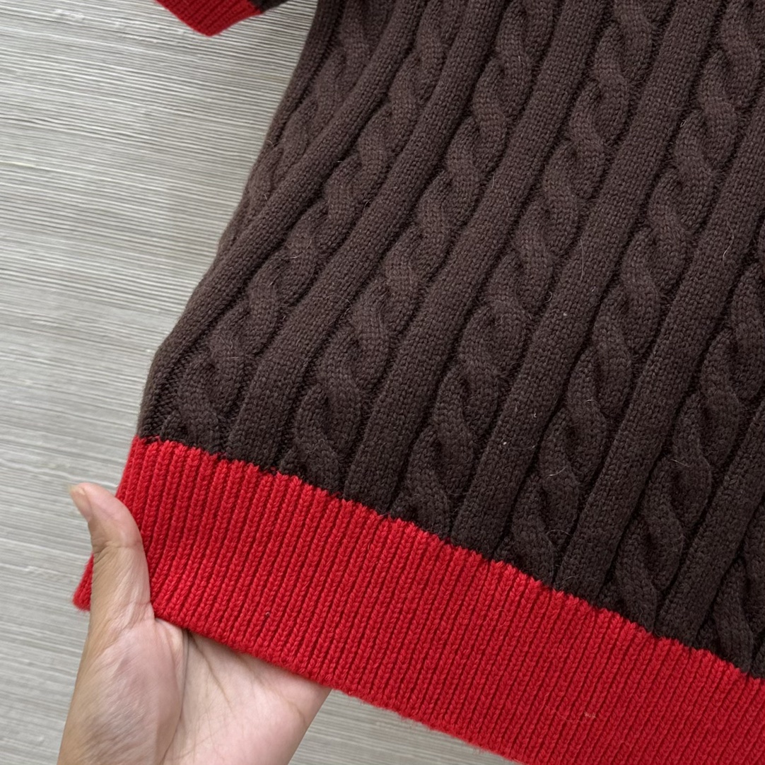 Miu Miu Women's Brown & Red Wool Blend Cable Knit Short Sleeve Top 7 i1758878308 8471 6