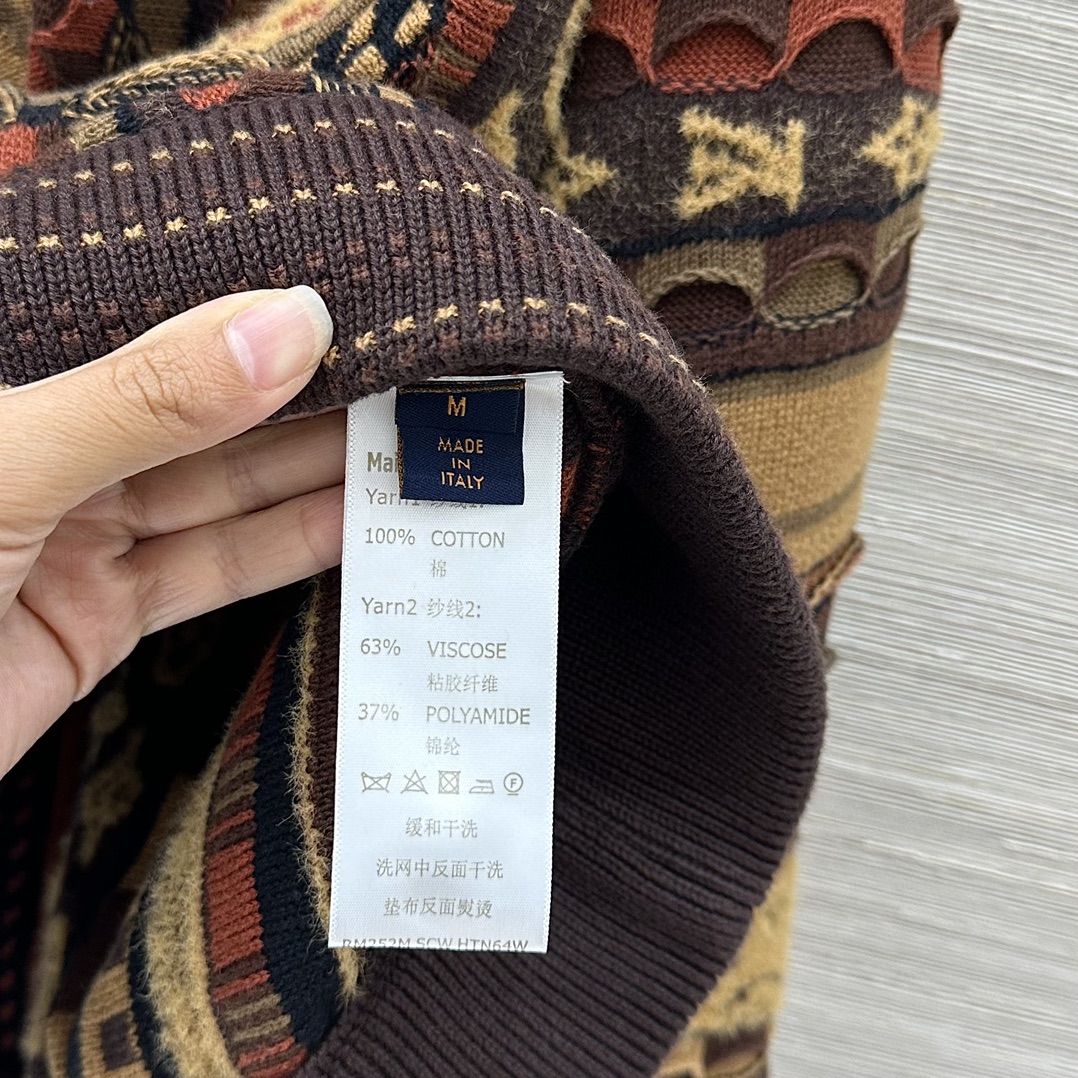Louis Vuitton x Nigo Monogram Jacquard Knit Sweater Long Sleeve Brown 8 i1759395640 8925 2