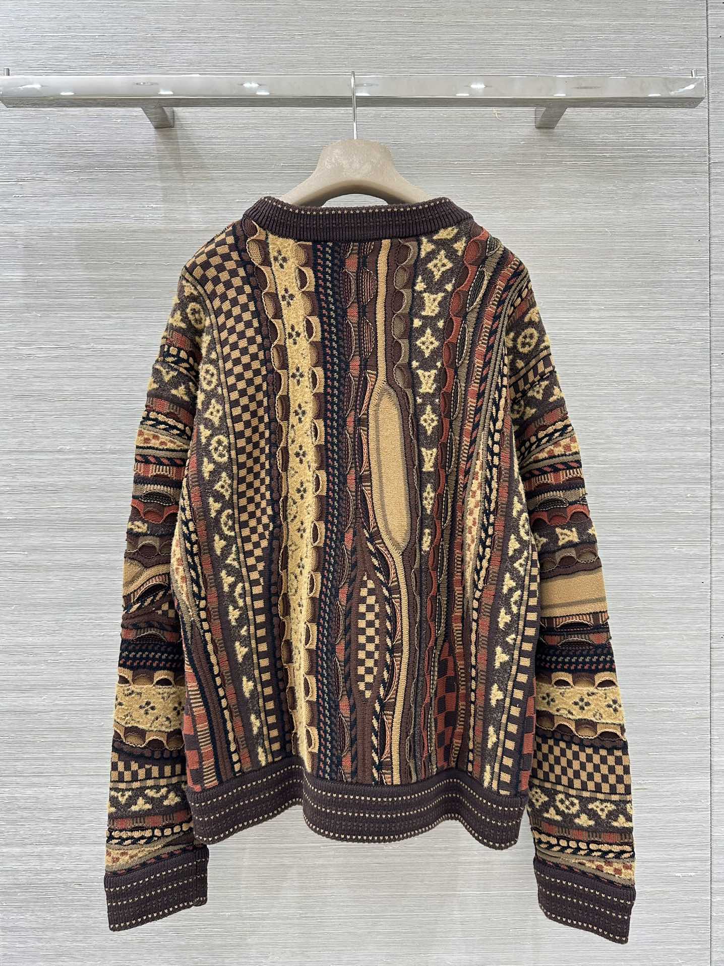 Louis Vuitton x Nigo Monogram Jacquard Knit Sweater Long Sleeve Brown 9 i1759395641 8139 5